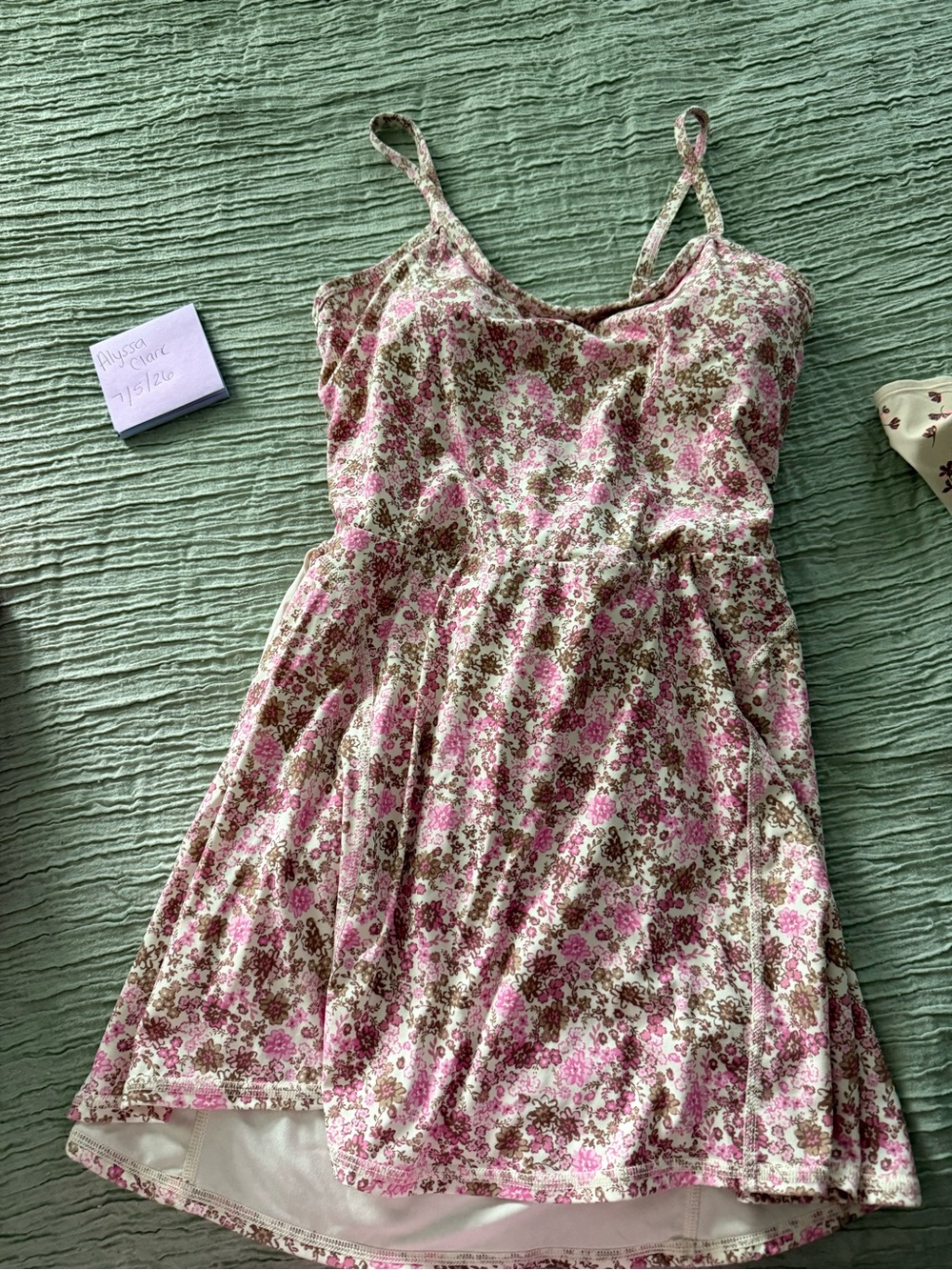 Floral Pink & Brown Spaghetti Strap Athletic dress